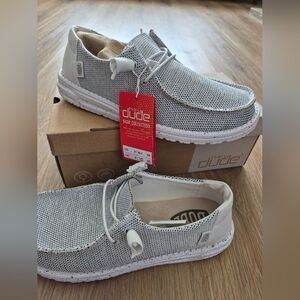 Hey Dude Wendy Sox Stone White Light Gray Slip-On Loafers Women Size 8 NWT